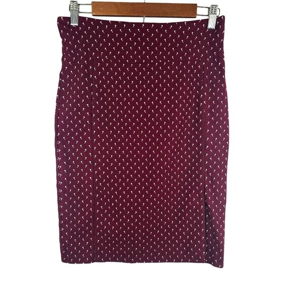 Margaret M Dresses & Skirts - M Margaret M Burgundy Knee-Length Pencil Skirt Women Sze M White Flags Golf Club